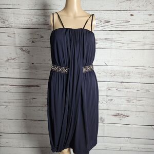 Marc Bouwer Navy Blue Pleated Cocktail Dress  -  Size 6
